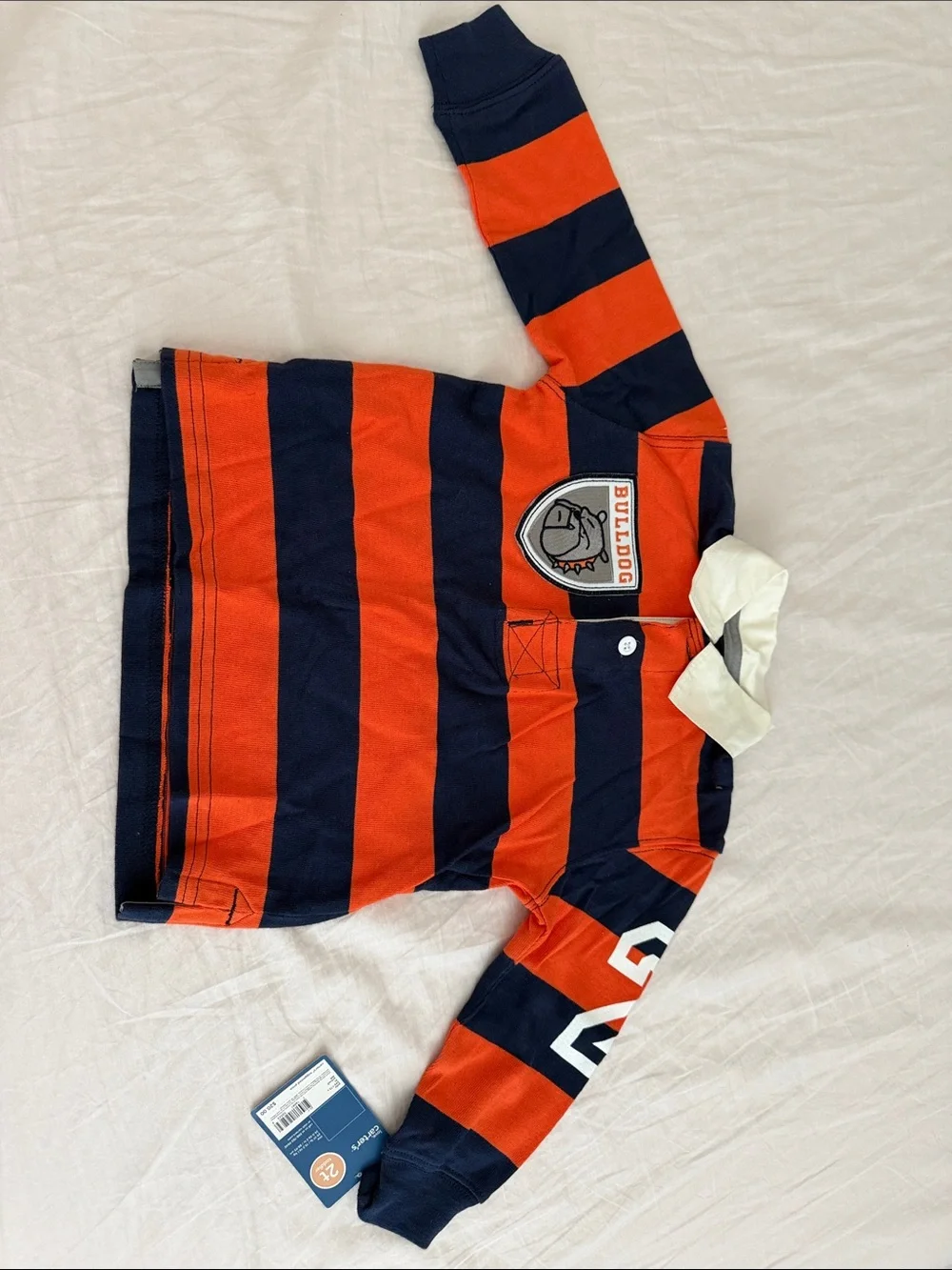 Carter's Navy & Orange Striped Bulldog Rugby Shirt